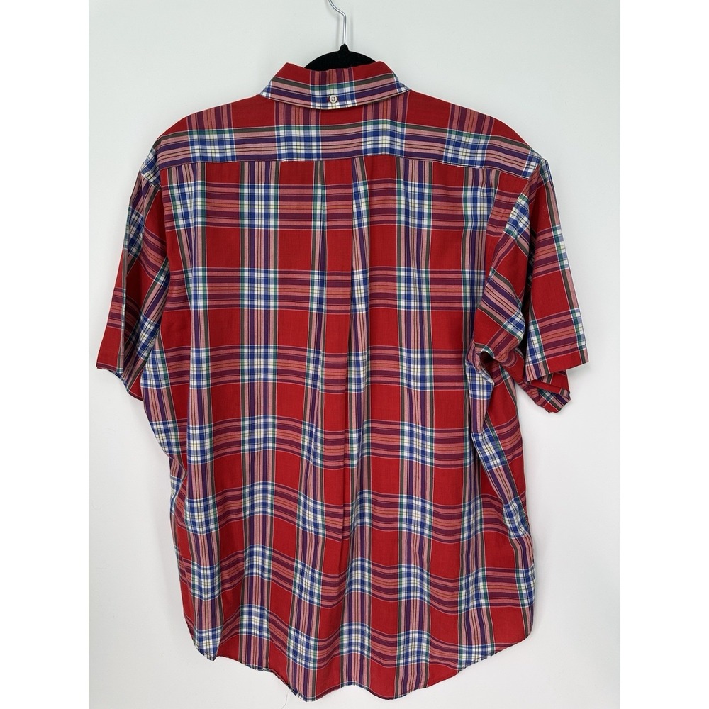 Vintage Fred Schwabach Shirt Mens XL Red Plaid Made USA Short Sleeve 0299 - Picture 6 of 8
